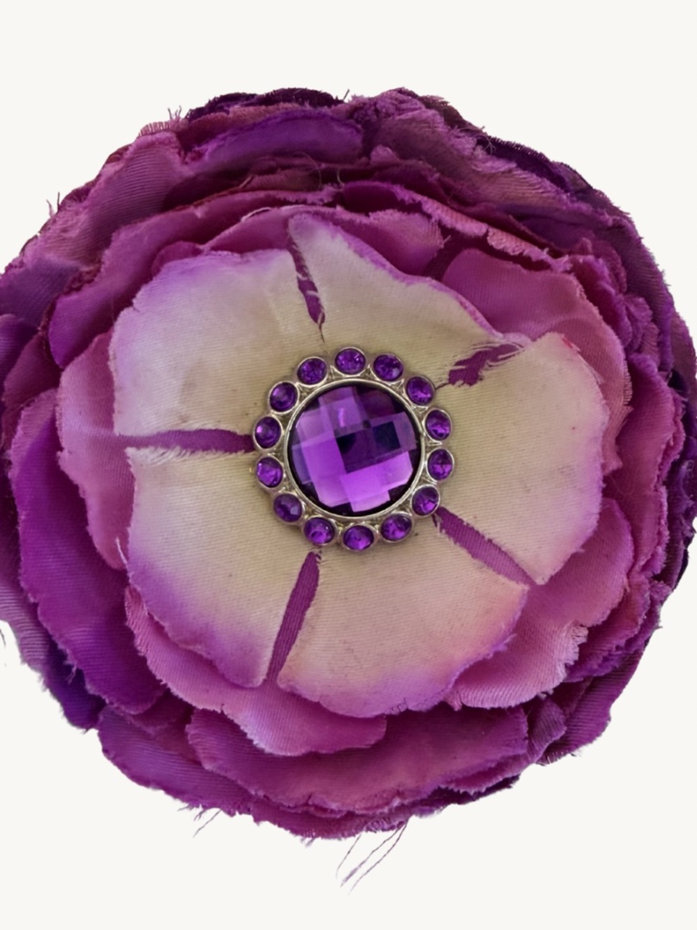 Purple Flower Hair Clip Rhinestone Center Large Floral Hair Accessory Boutique
